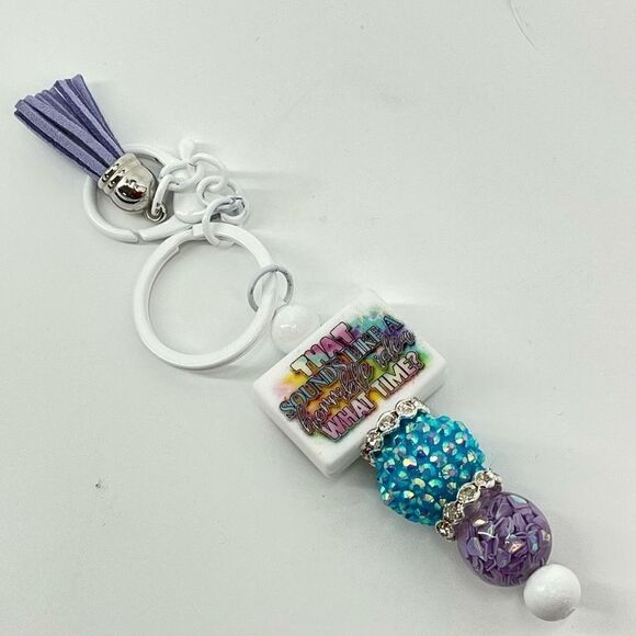 Keychain purse charm Beaded Keychain For Women, Bar Keychain, Silicone bead keyc - Picture 3 of 7